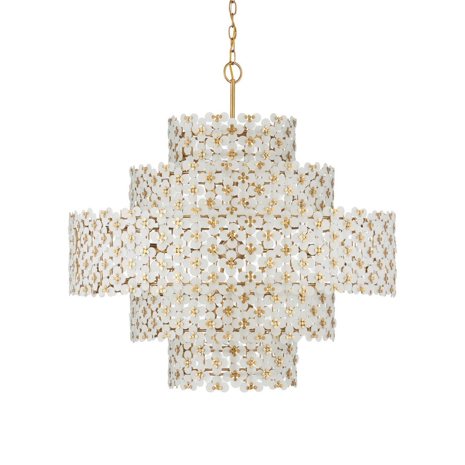 Currey and Company - 9000-1331 - 12 Light Chandelier - Spring Flower - Frosted/Brass