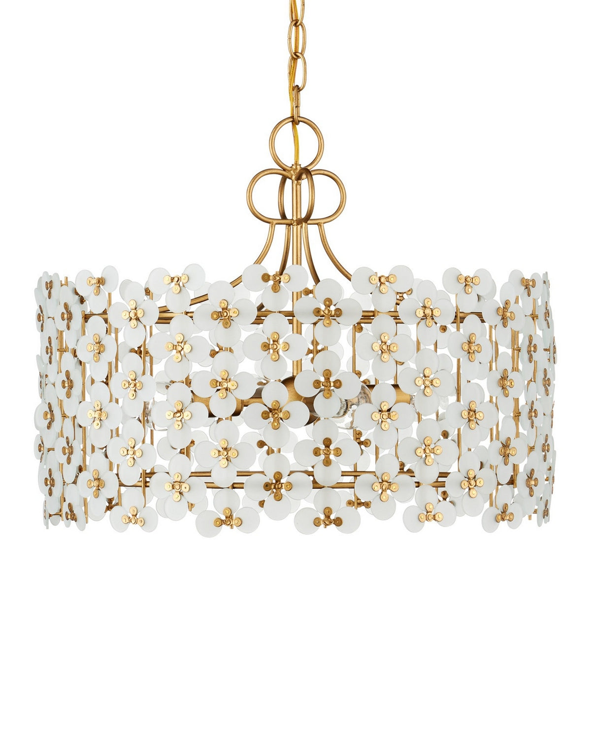 Currey and Company - 9000-1332 - Four Light Pendant - Spring Flower - Frosted/Brass