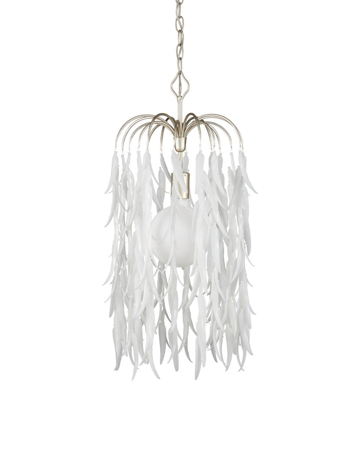 Currey and Company - 9000-1334 - One Light Pendant - Glen Arbor - White/Contemporary Silver Leaf/Contemporary Silver