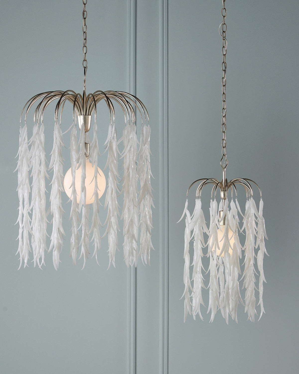 Currey and Company - 9000-1334 - One Light Pendant - Glen Arbor - White/Contemporary Silver Leaf/Contemporary Silver