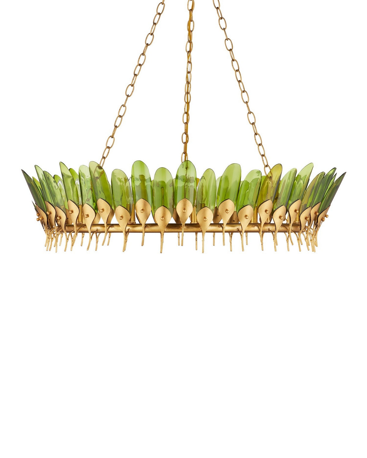 Currey and Company - 9000-1337 - 11 Light Chandelier - Selavy - Green/Contemporary Gold Leaf/Contemporary Gold