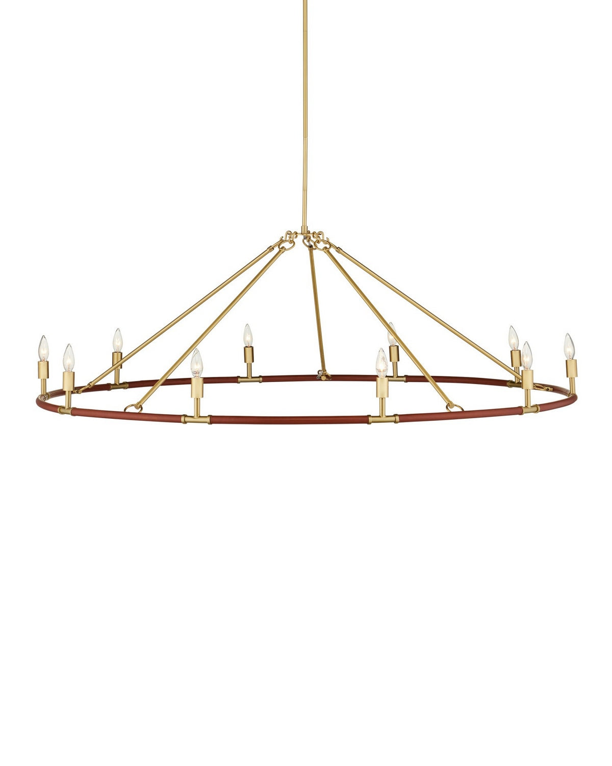 Currey and Company - 9000-1350 - Ten Light Chandelier - Ellerston - Saddle Brown/Brushed Brass