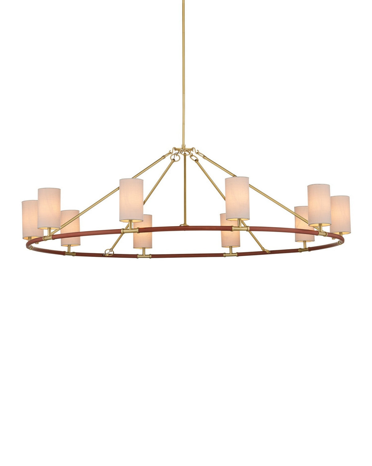 Currey and Company - 9000-1350 - Ten Light Chandelier - Ellerston - Saddle Brown/Brushed Brass