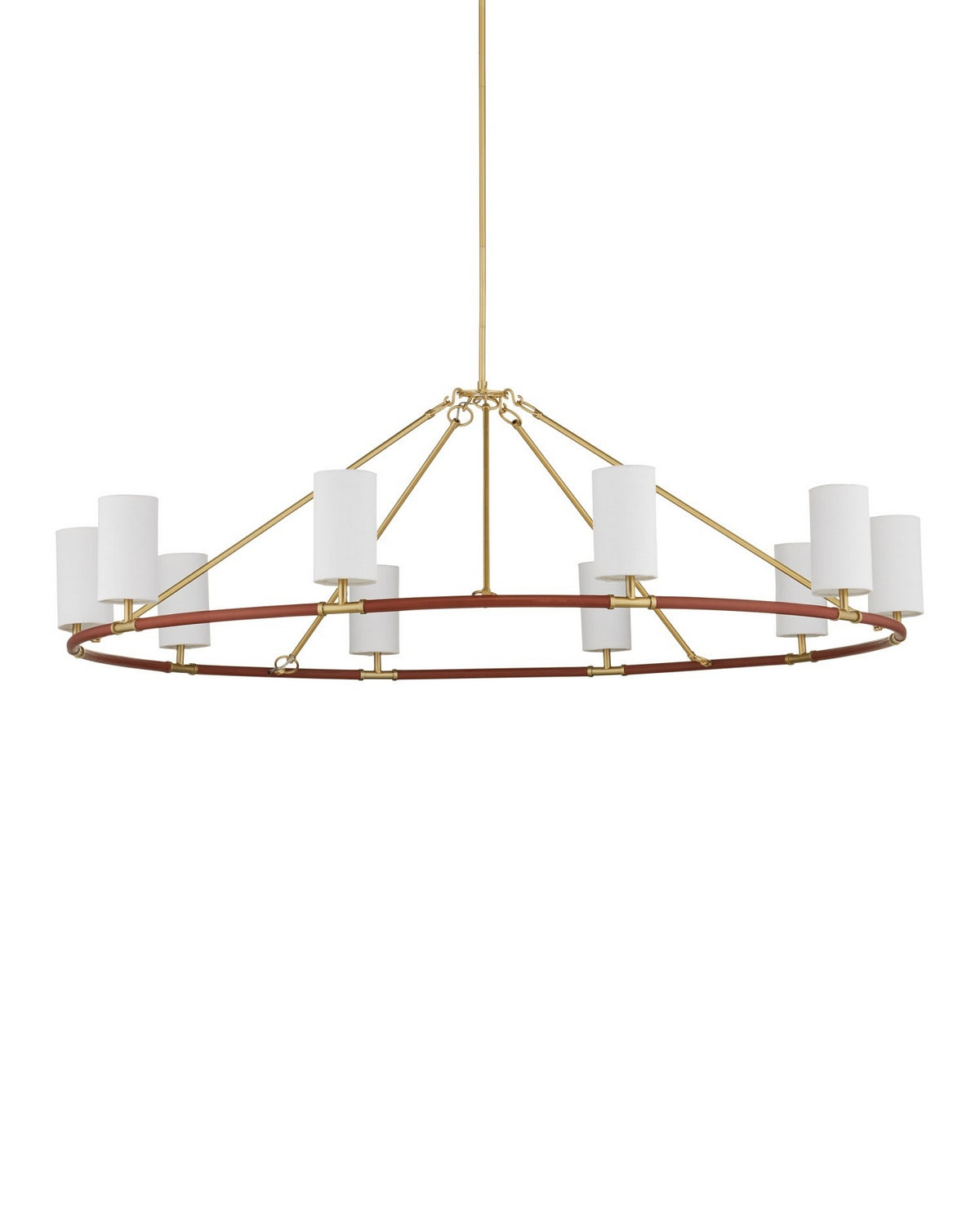 Currey and Company - 9000-1350 - Ten Light Chandelier - Ellerston - Saddle Brown/Brushed Brass