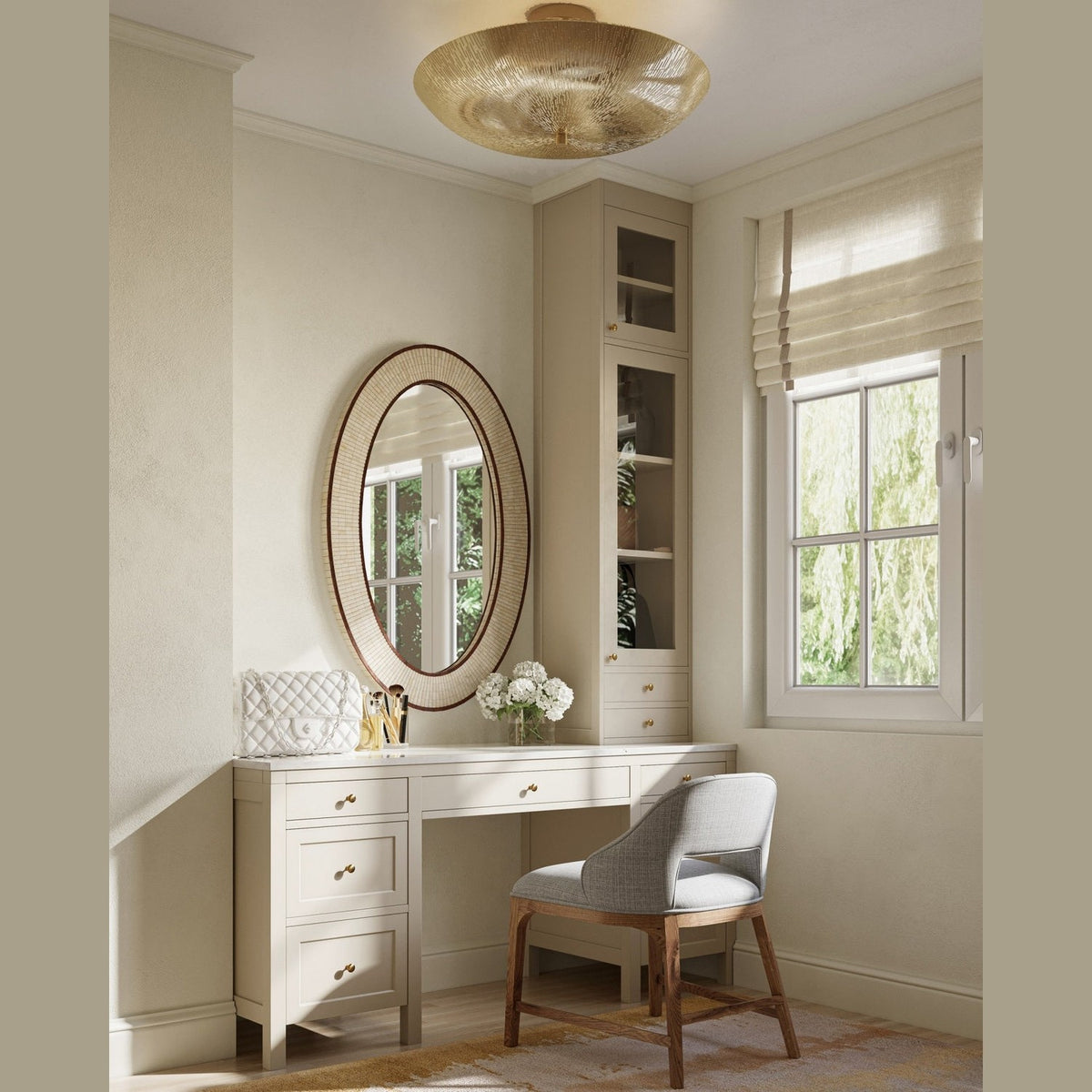 Currey and Company - 9000-1365 - Three Light Semi-Flush Mount - Origo - Brass