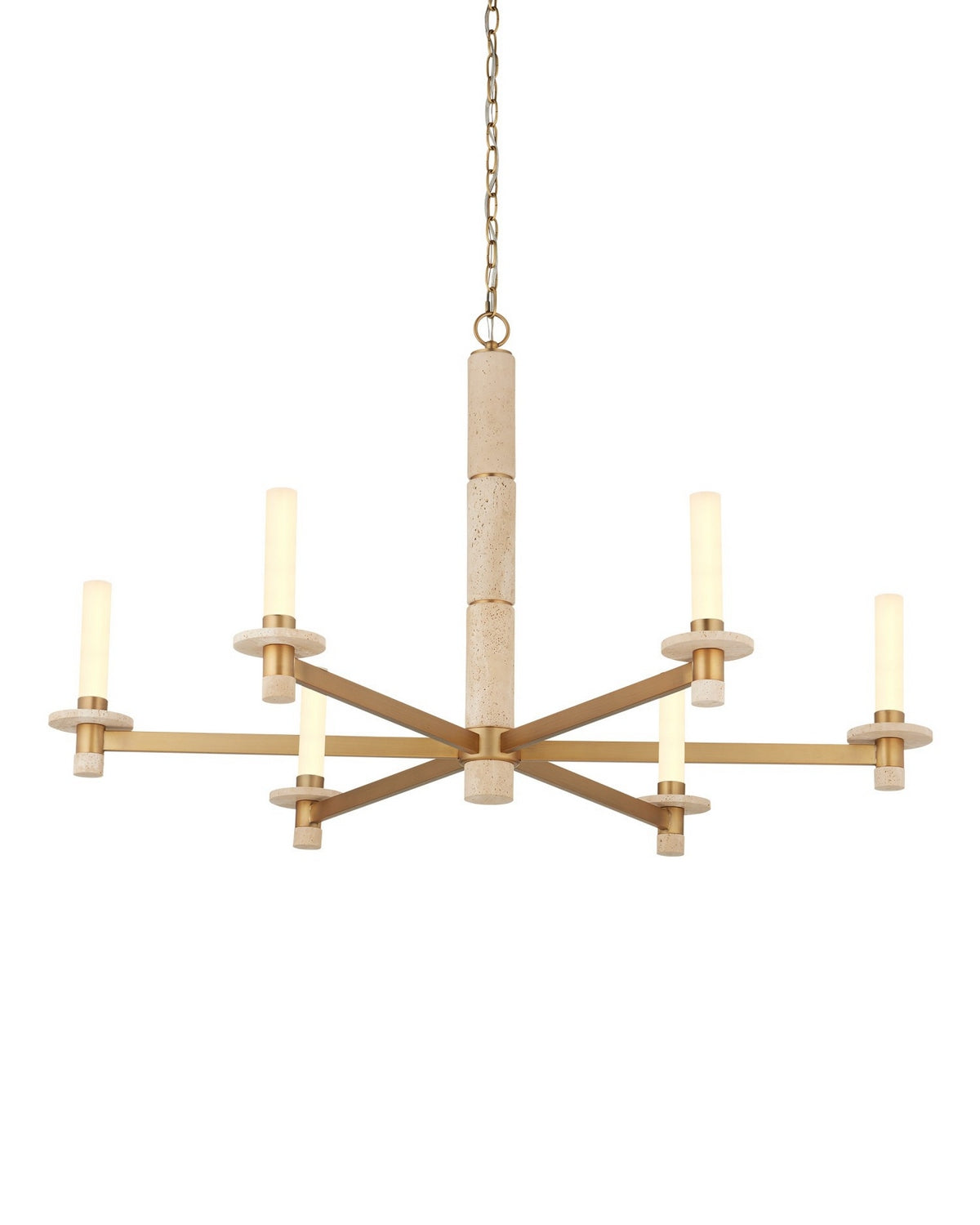 Currey and Company - 9000-1369 - Six Light Chandelier - Marcelo - Natural/Antique Brass/White