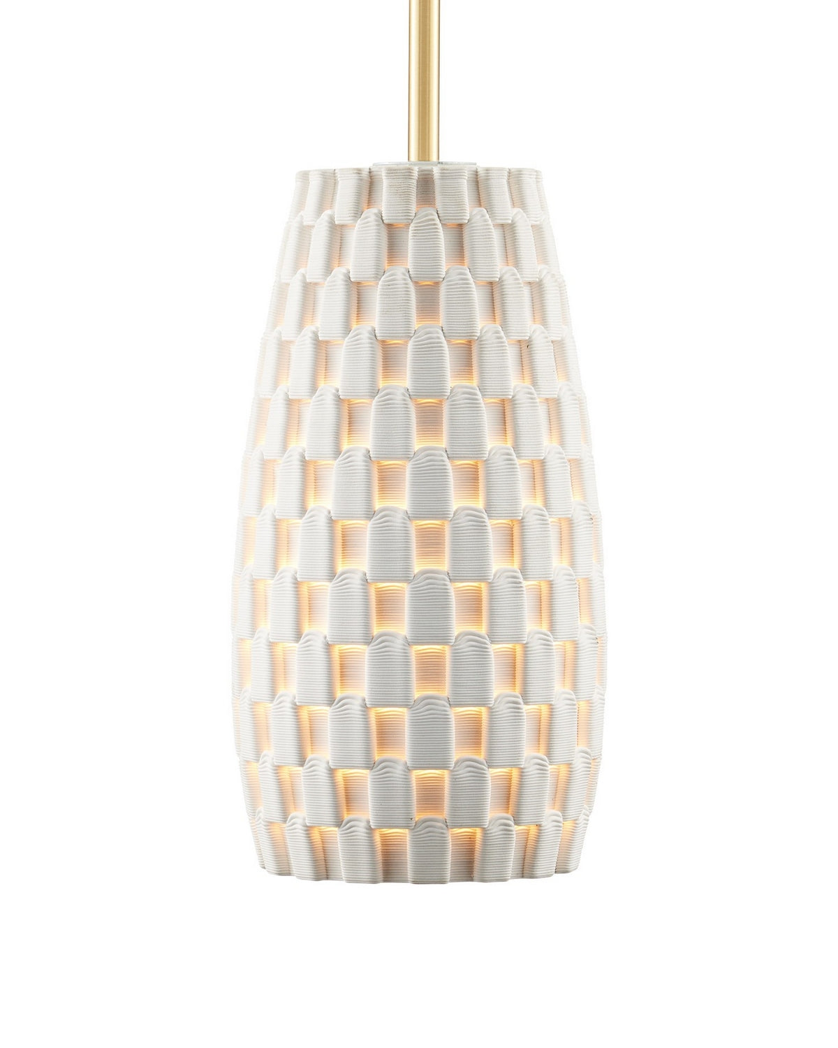 Currey and Company - 9000-1370 - One Light Pendant - Tessitura - White/Brass