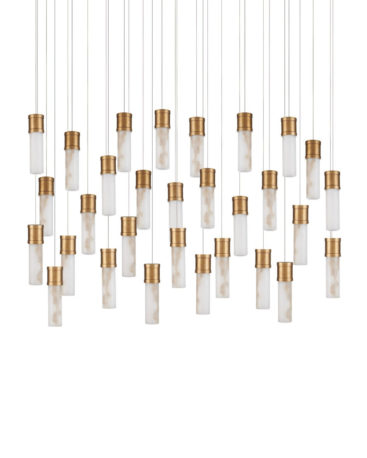 Currey and Company - 9000-1384 - 30 Light Pendant - Cannula - Vintage Brass/White/Silver