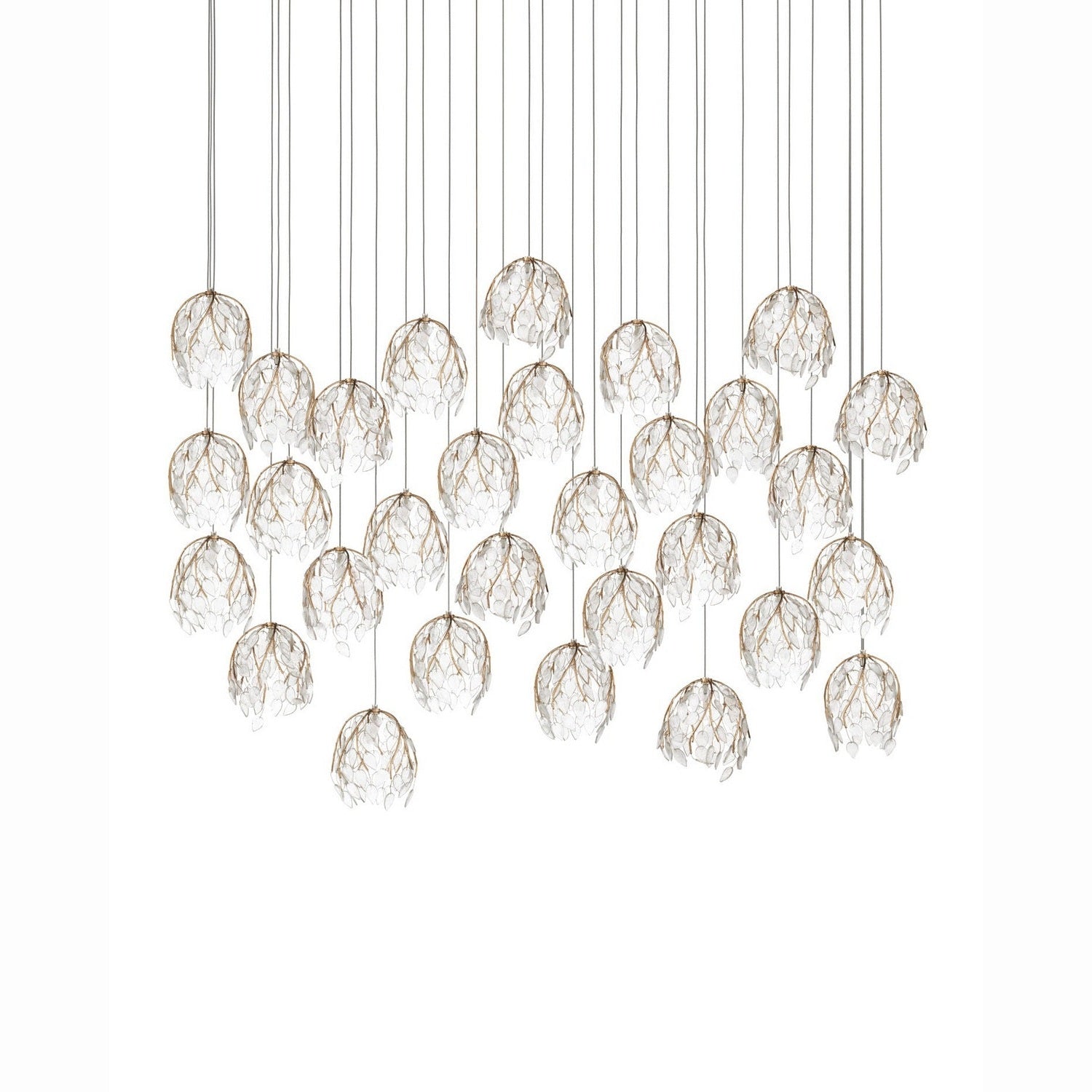 Currey and Company - 9000-1392 - 30 Light Pendant - Banyan - Antique Brass/Clear/Silver