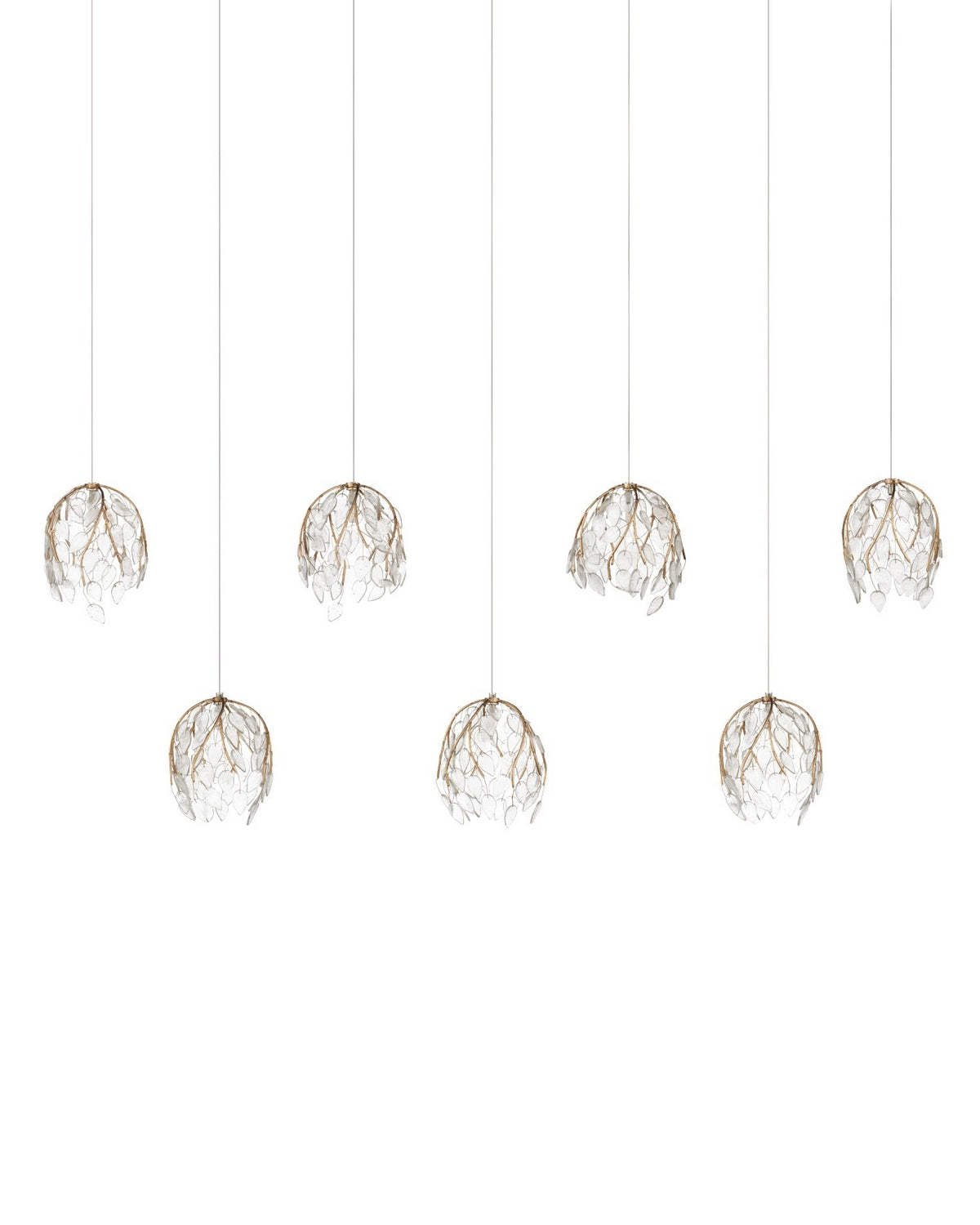 Currey and Company - 9000-1394 - Seven Light Pendant - Banyan - Antique Brass/Clear/Silver
