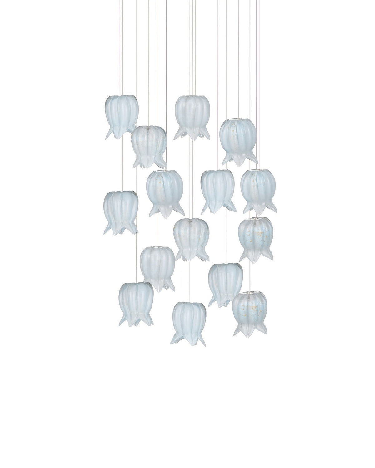 Currey and Company - 9000-1414 - 15 Light Pendant - Polpo - Blue/Silver