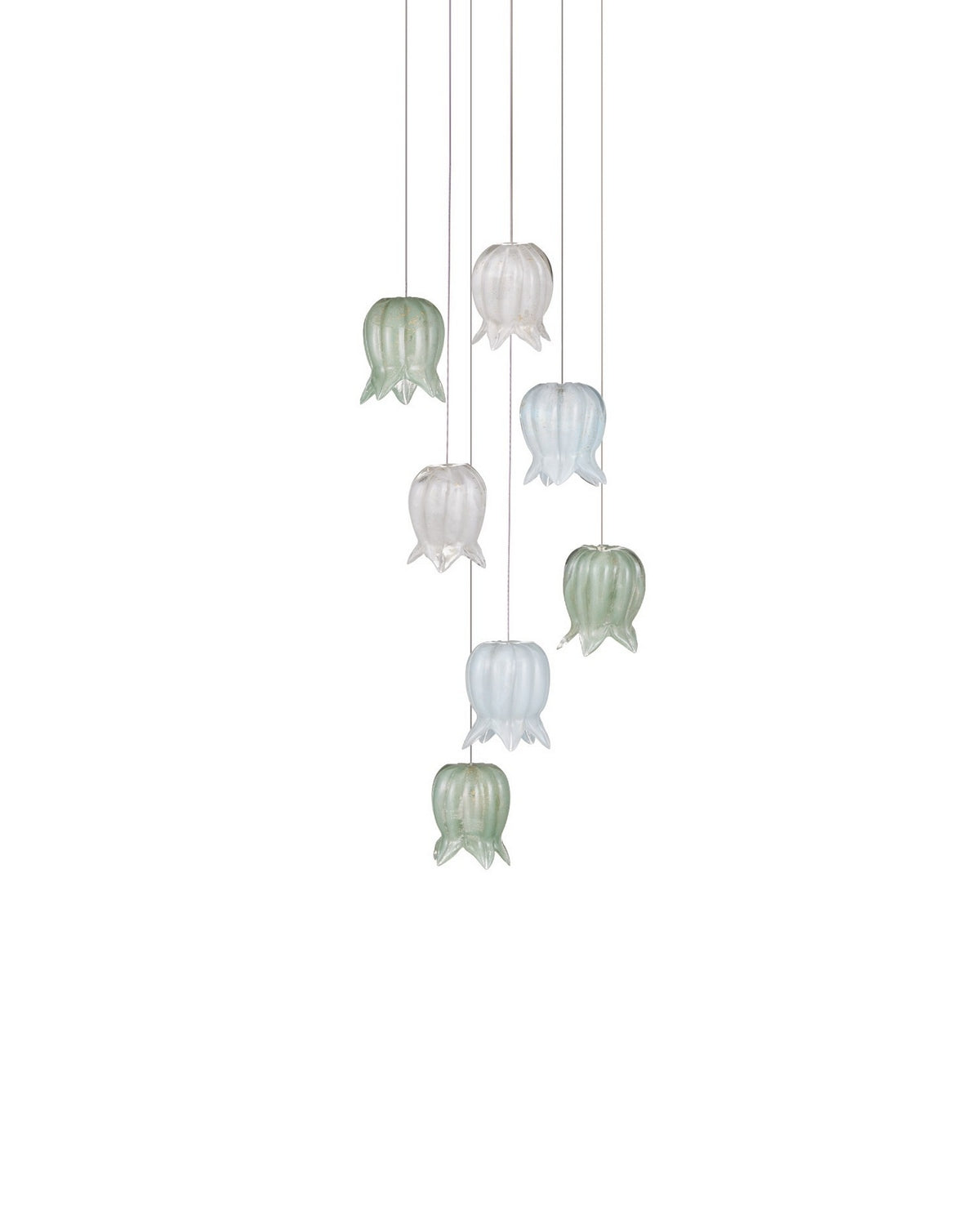 Currey and Company - 9000-1420 - Seven Light Pendant - Polpo - Blue/Green/White/Silver