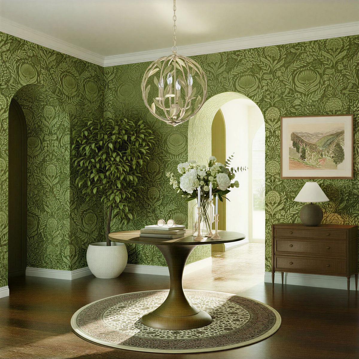 Crystorama - 504-CT - Four Light Chandelier - Broche - Champagne Green Tea