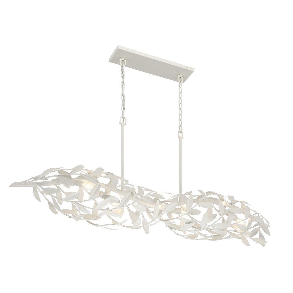 Crystorama - 567-MT - Six Light Linear Chandelier - Broche - Matte White
