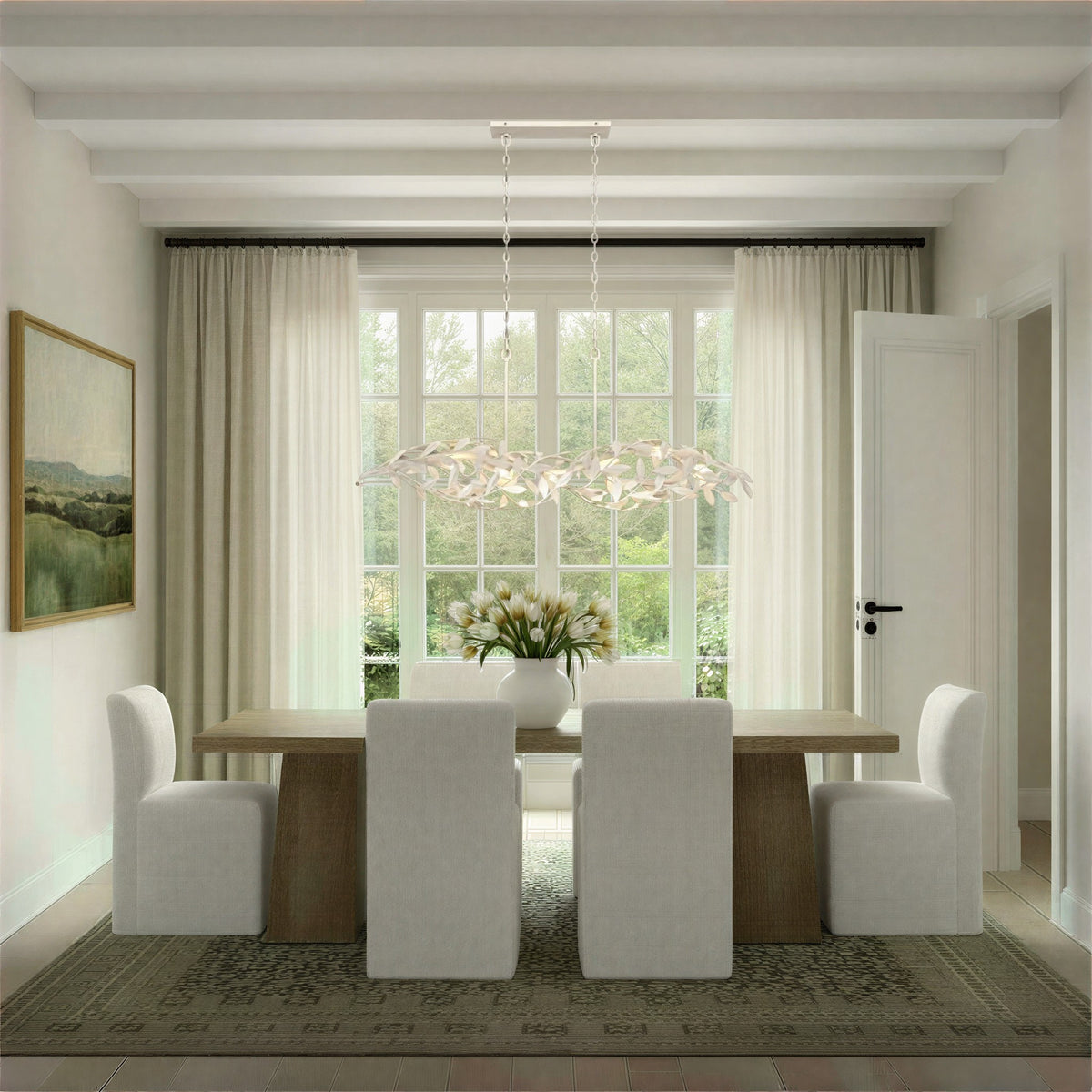 Crystorama - 567-MT - Six Light Linear Chandelier - Broche - Matte White