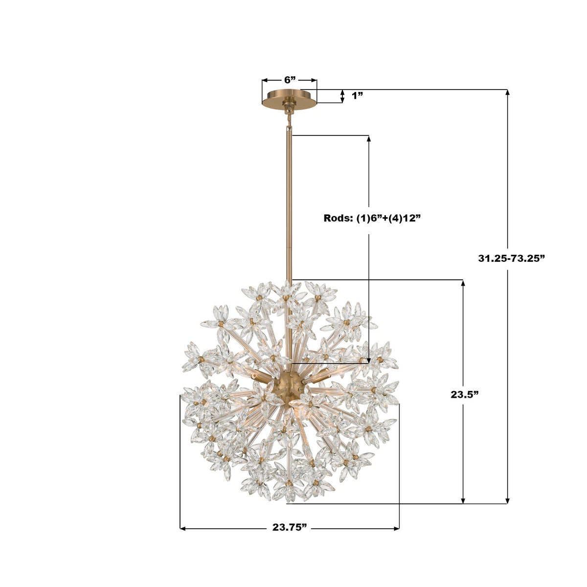 Crystorama - ADL-506-AG-CL - Six Light Chandelier - Adley - Aged Brass