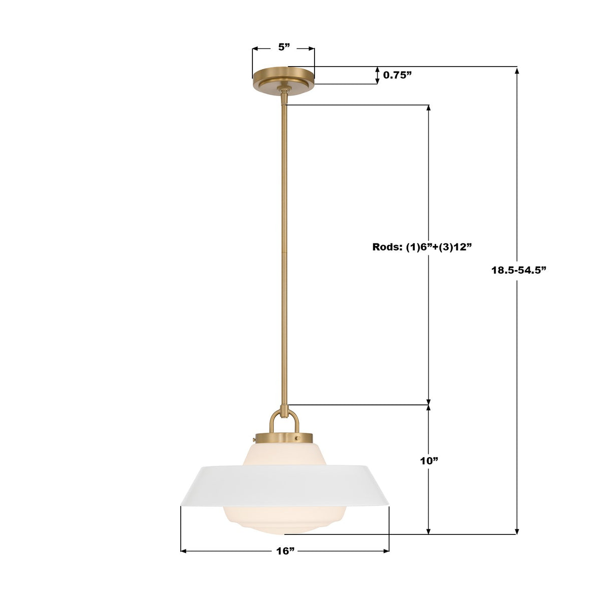 Crystorama - XAN-8006-VG-WH - One Light Pendant - Xander - Vibrant Gold