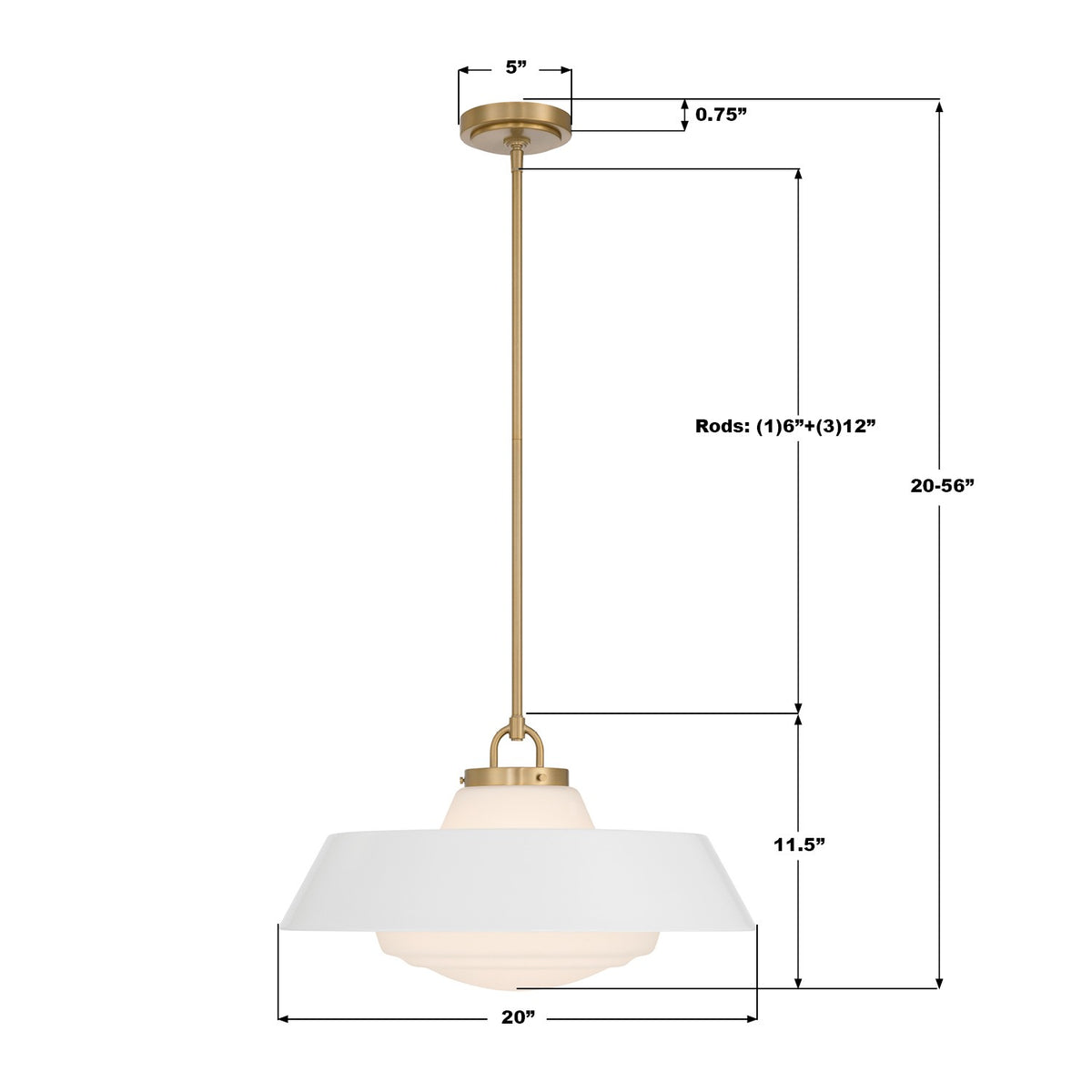 Crystorama - XAN-8009-VG-WH - Three Light Pendant - Xander - Vibrant Gold