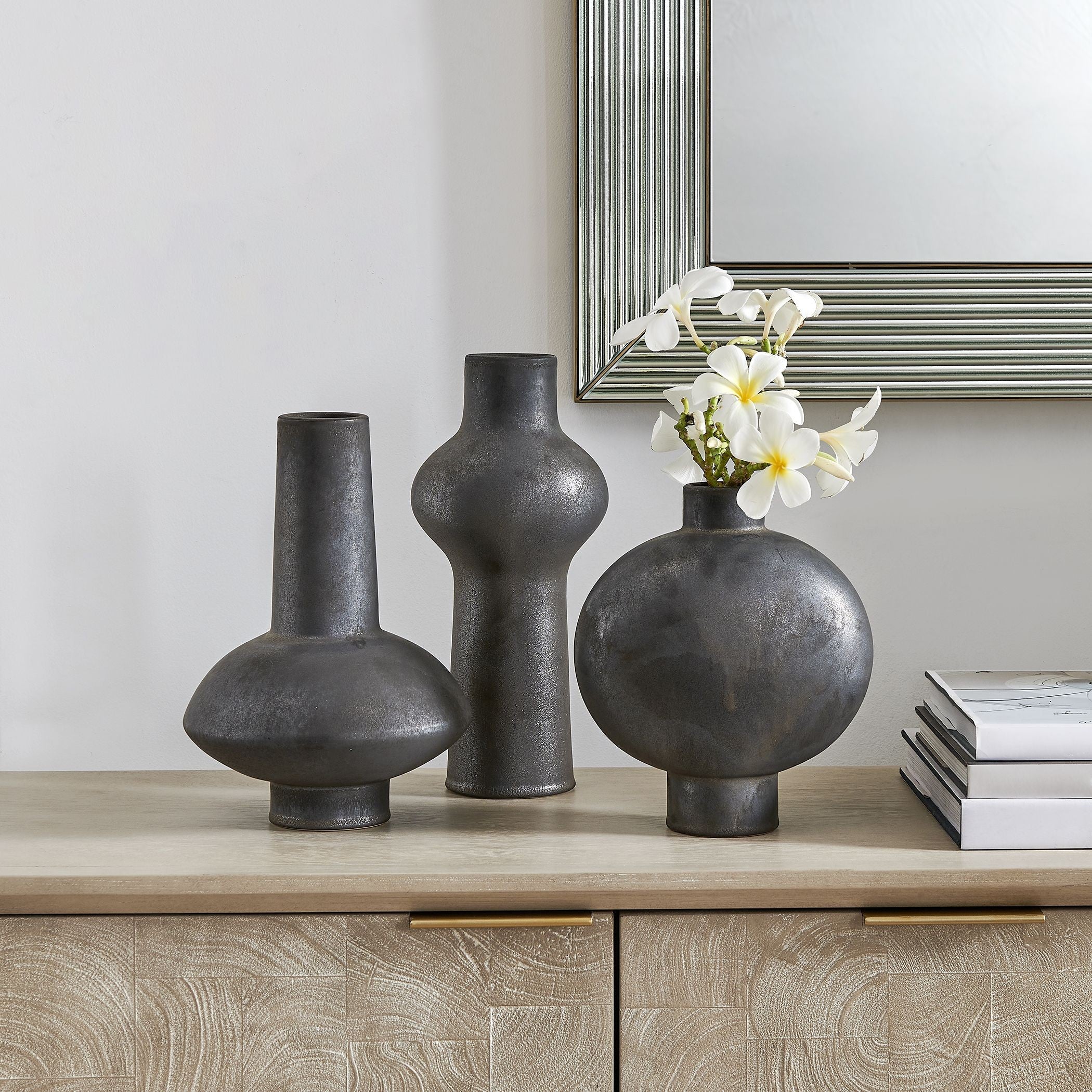 Uttermost - 18304 - Vases Set/3 - Charcoal Bloom - Distressed Black