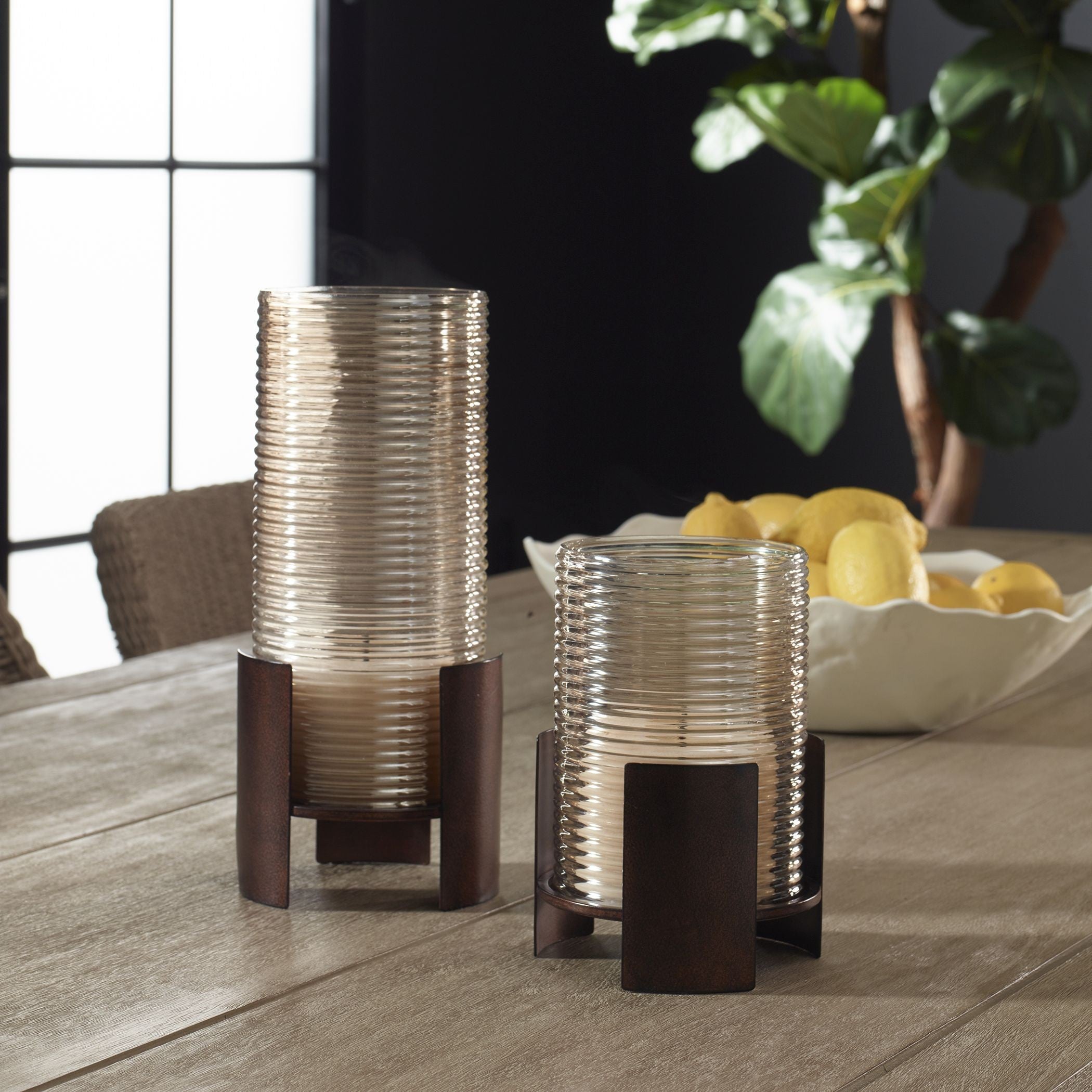 Uttermost - 18312 - Candleholders Set/2 - Fluted Fire - Dark Bronze