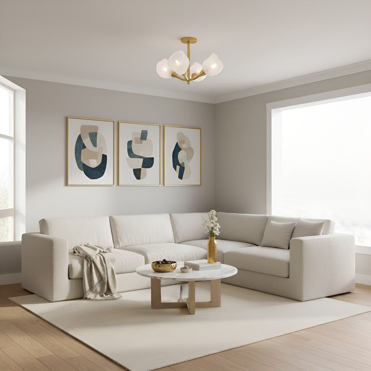 Quoizel - ADEL1722GFL - Four Light Semi-Flush Mount - Adelyn - Gold Leaf