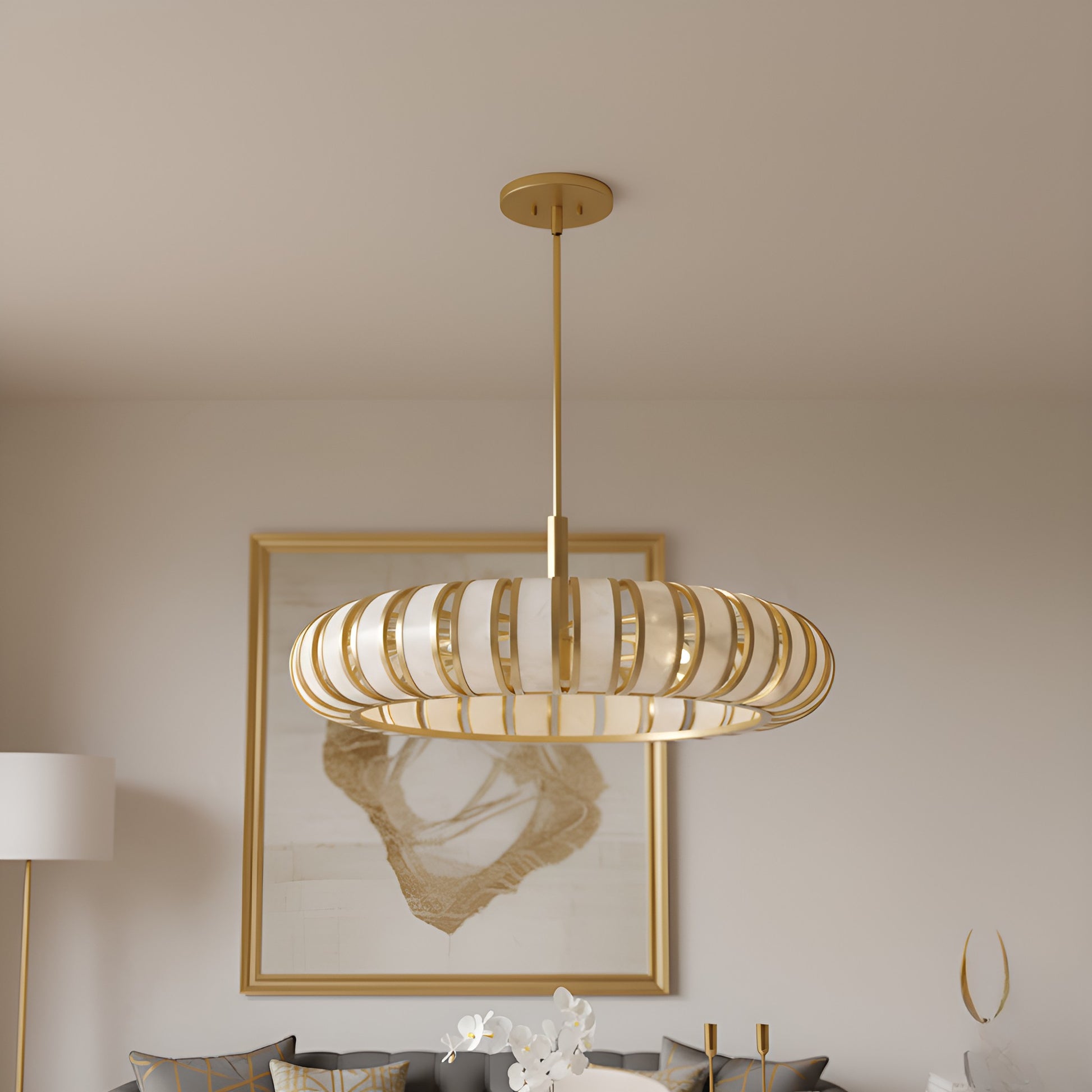 Quoizel - KNIG2830SGD - Six Light Pendant - Knight - Soft Gold
