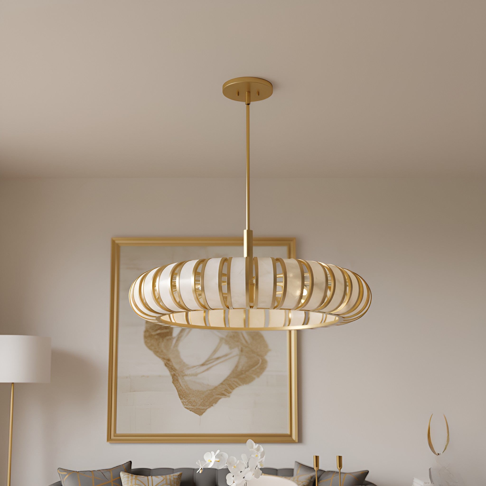 Quoizel - KNIG2830SGD - Six Light Pendant - Knight - Soft Gold
