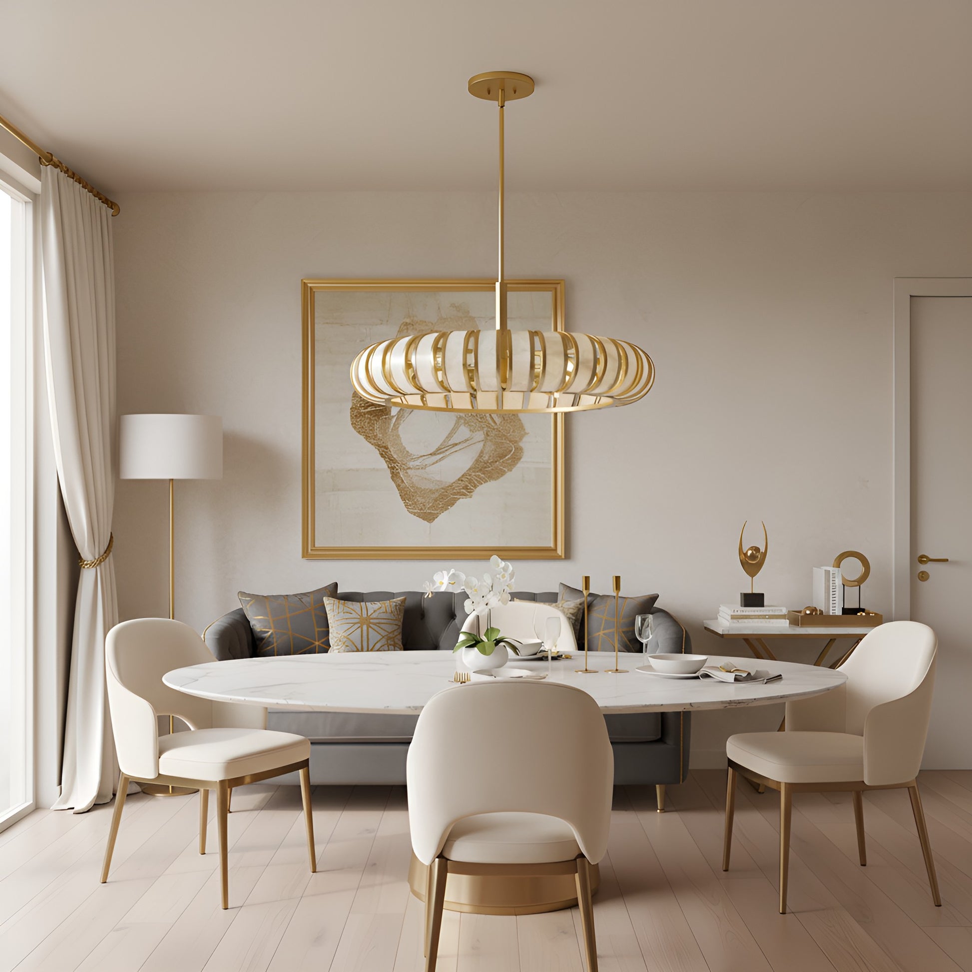 Quoizel - KNIG2830SGD - Six Light Pendant - Knight - Soft Gold