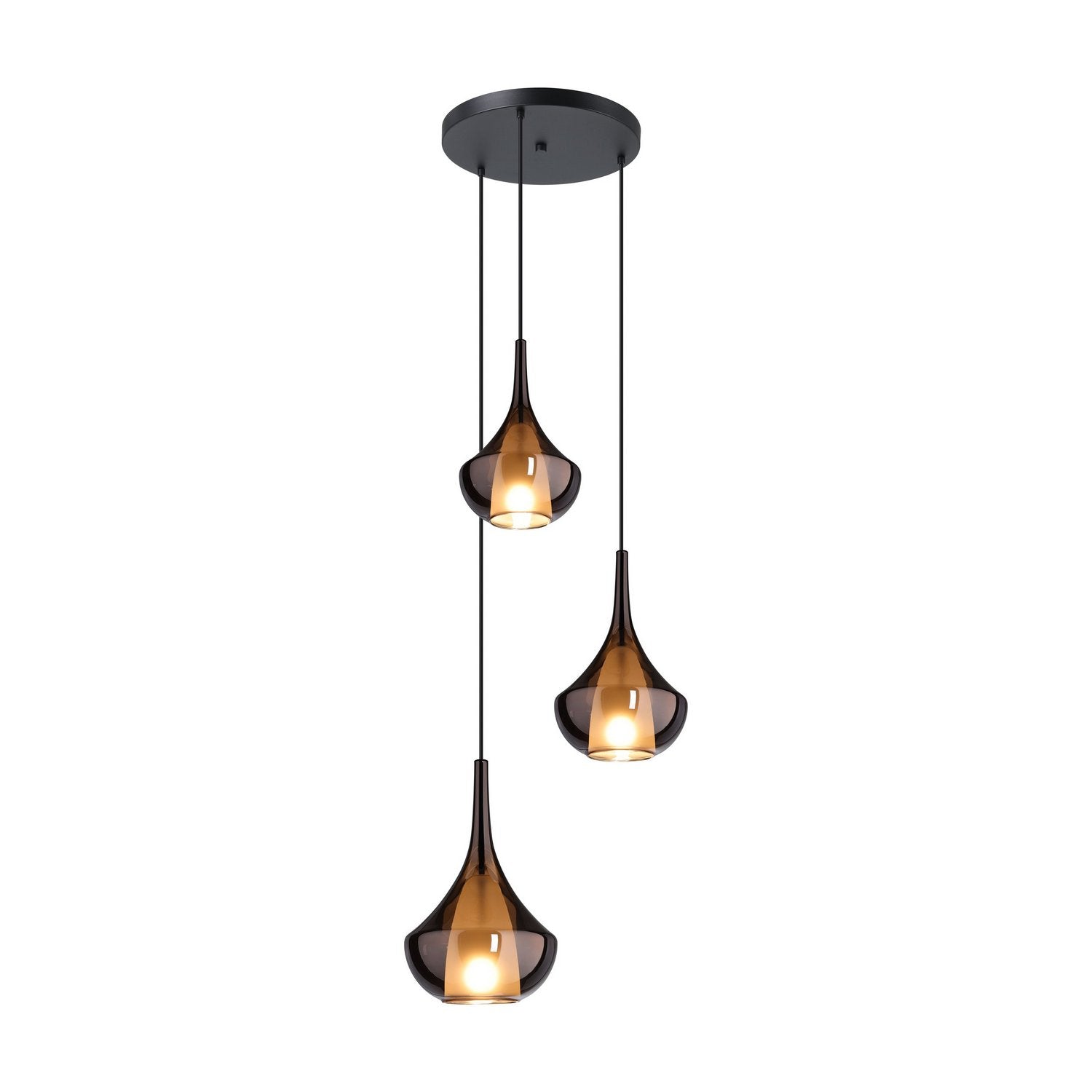 Eglo USA - 390439A - Three Light Pendant - Almoster - Black, Copper Smoked