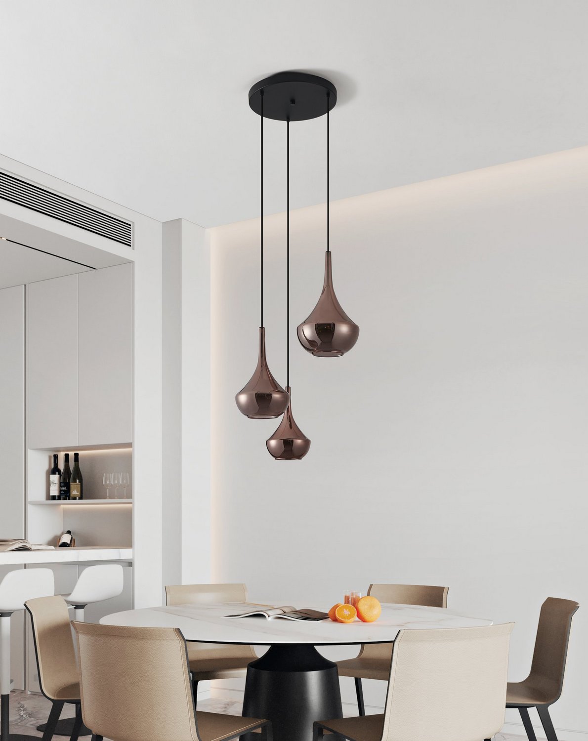 Eglo USA - 390439A - Three Light Pendant - Almoster - Black, Copper Smoked