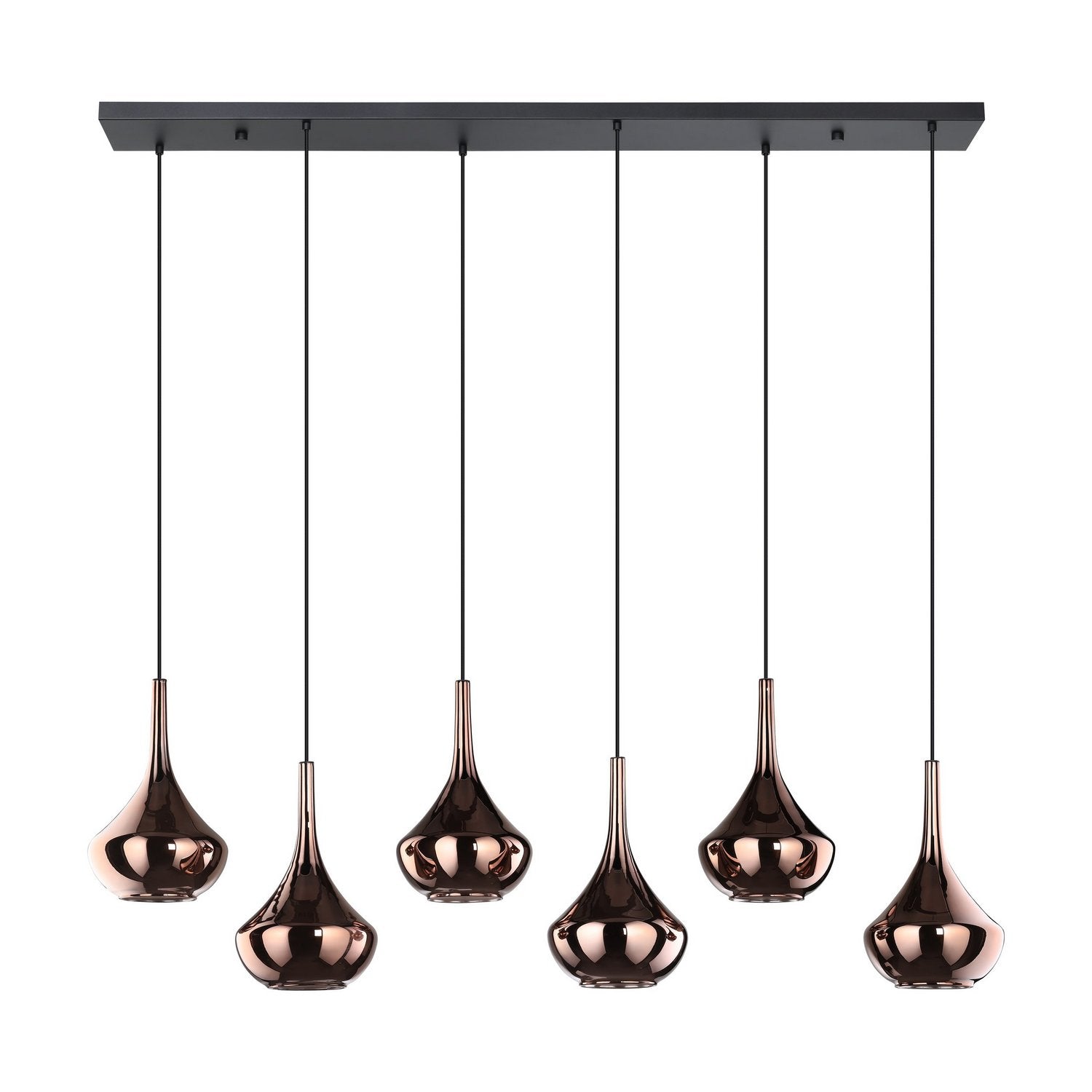 Eglo USA - 390441A - Six Light Pendant - Almoster - Black, Copper Smoked