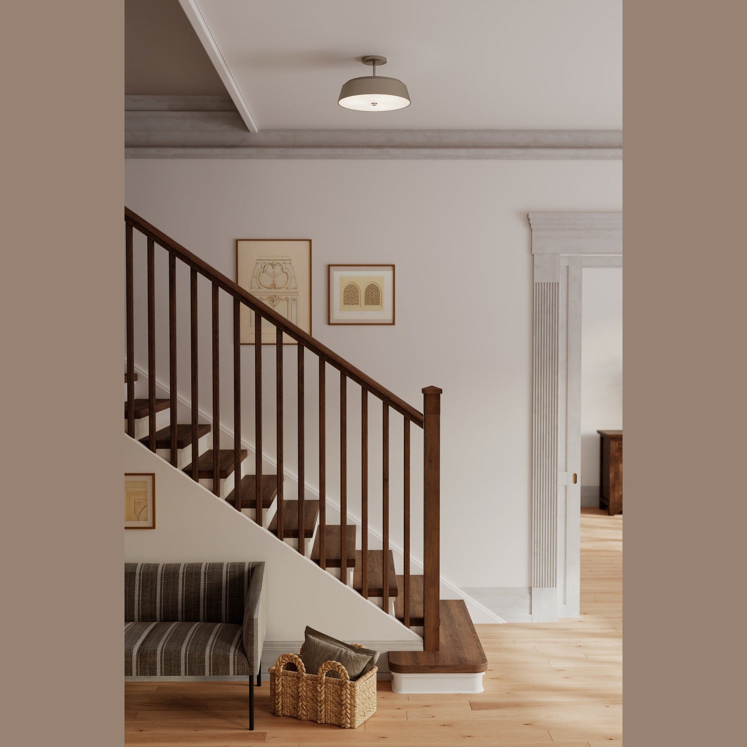 Minka-Lavery - 12625-84 - Three Light Semi-Flush Mount - Trellwyn - Brushed Nickel