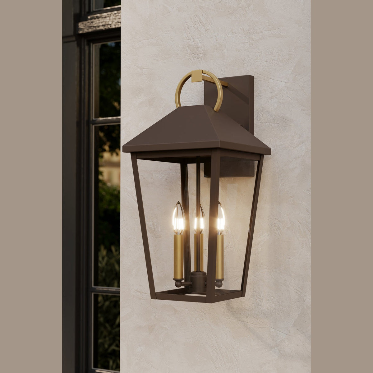 Minka-Lavery - 78103-886 - Three Light Outdoor Wall Lantern - Bayra - Painted Legacy Brass