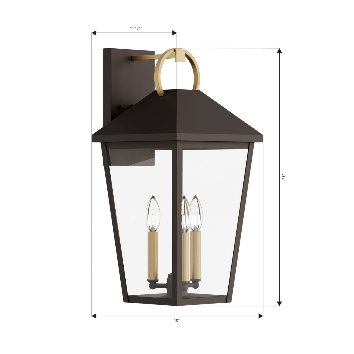 Minka-Lavery - 78103-886 - Three Light Outdoor Wall Lantern - Bayra - Painted Legacy Brass