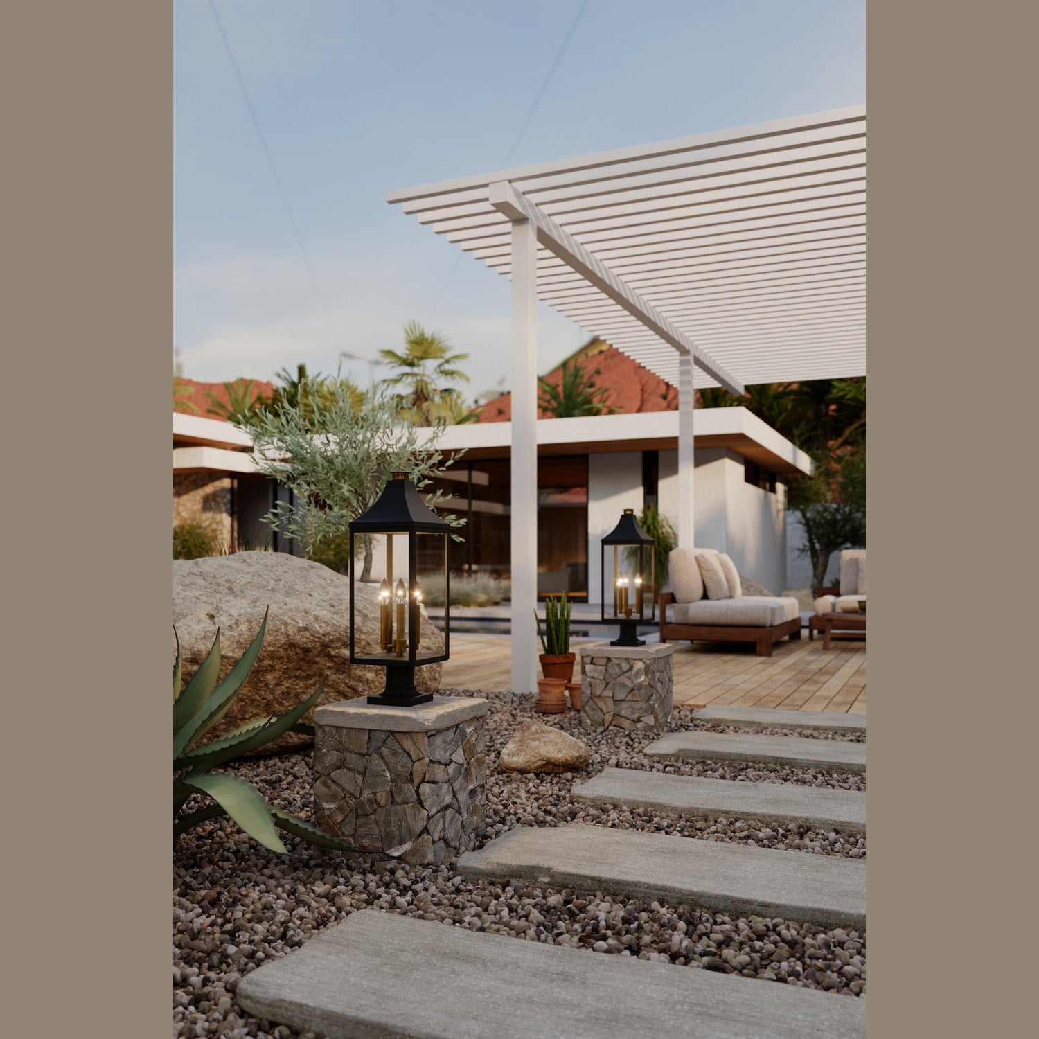 Minka-Lavery - 78306-734 - Three Light Outdoor Post Lantern - Hurstborne - Dark Matte Black