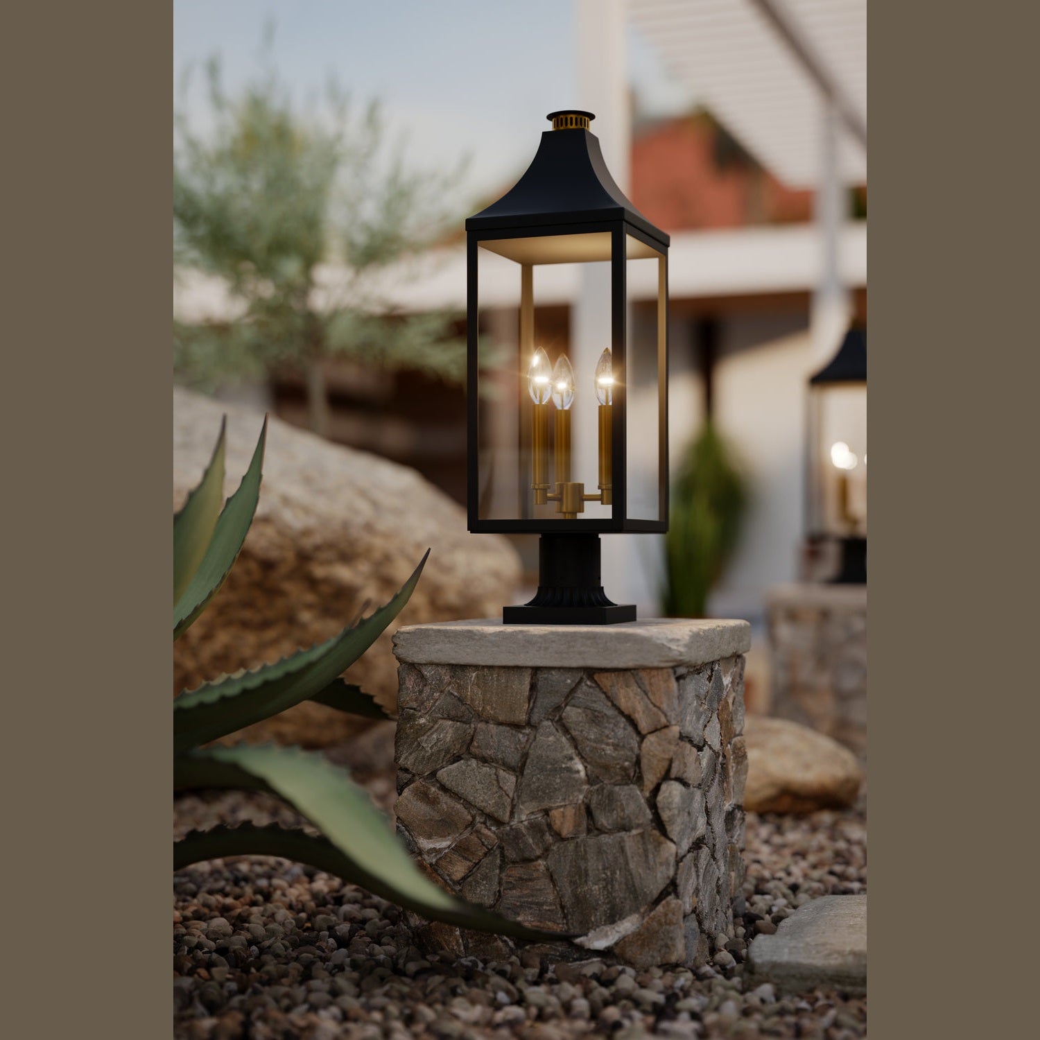 Minka-Lavery - 78306-734 - Three Light Outdoor Post Lantern - Hurstborne - Dark Matte Black