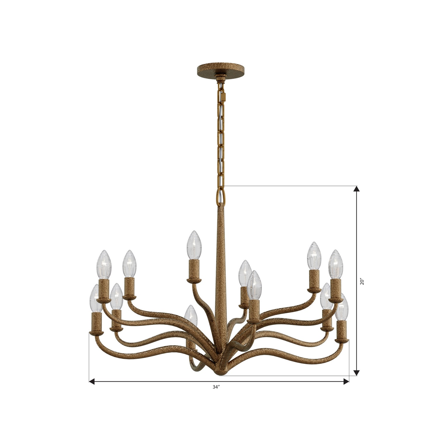 Metropolitan - N3318-891 - 12 Light Chandelier - Dorianne - Textured Dusken Brass