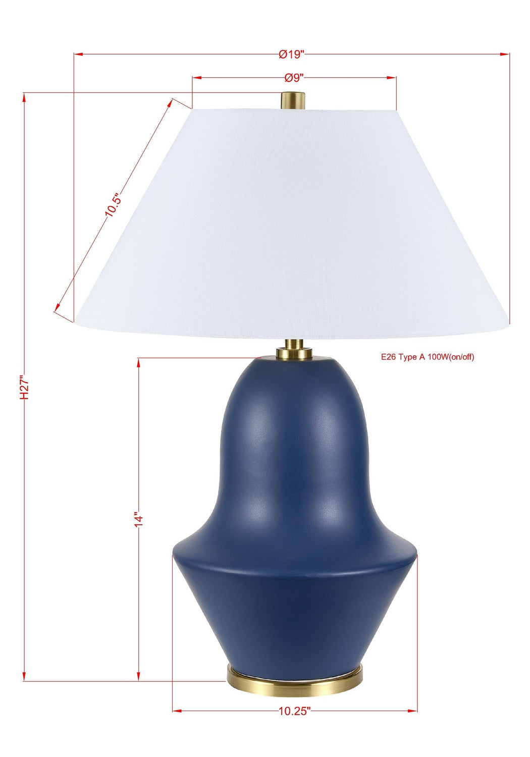 Forty West - 710323 - One Light Table Lamp - Gates - Blue