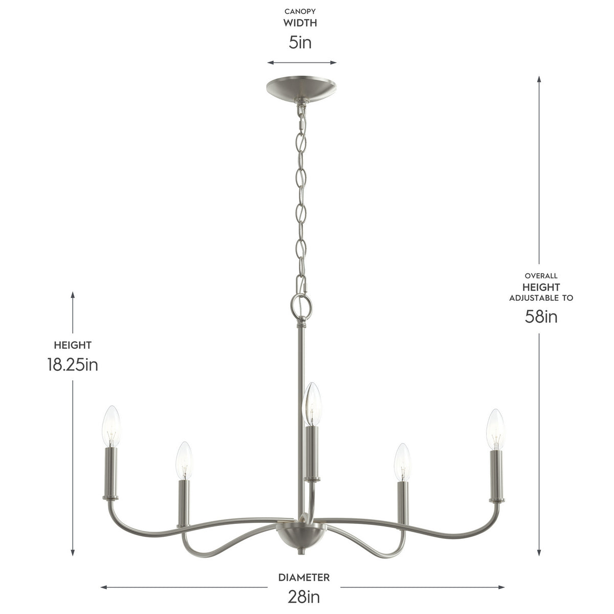Progress Lighting - P400462-009 - Five Light Chandelier - Ilia - Brushed Nickel