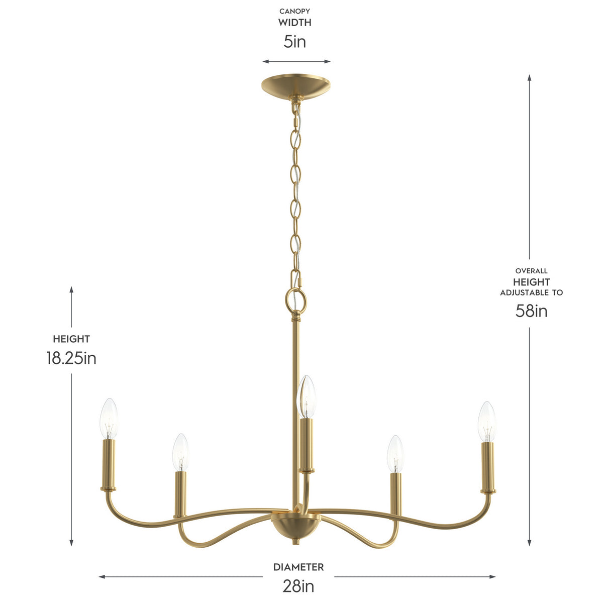 Progress Lighting - P400462-191 - Five Light Chandelier - Ilia - Brushed Gold