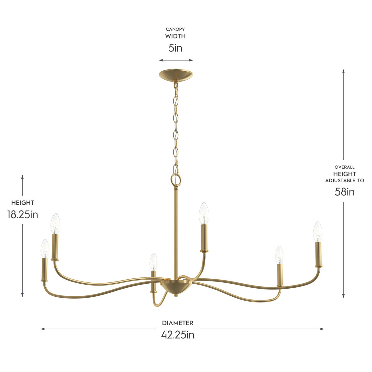 Progress Lighting - P400464-191 - Six Light Chandelier - Ilia - Brushed Gold