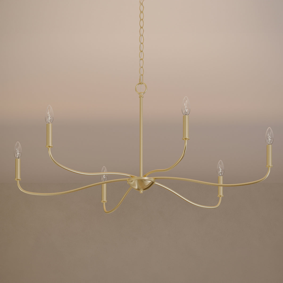 Progress Lighting - P400464-191 - Six Light Chandelier - Ilia - Brushed Gold