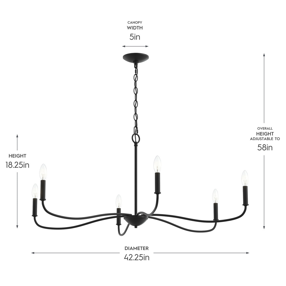 Progress Lighting - P400464-31M - Six Light Chandelier - Ilia - Matte Black