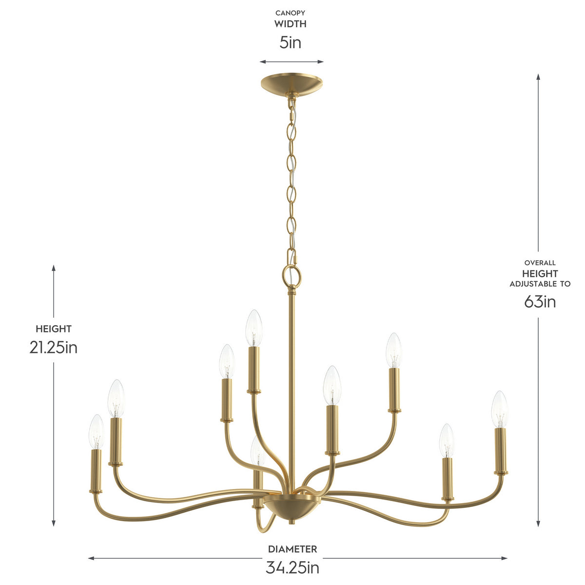 Progress Lighting - P400465-191 - Nine Light Chandelier - Ilia - Brushed Gold