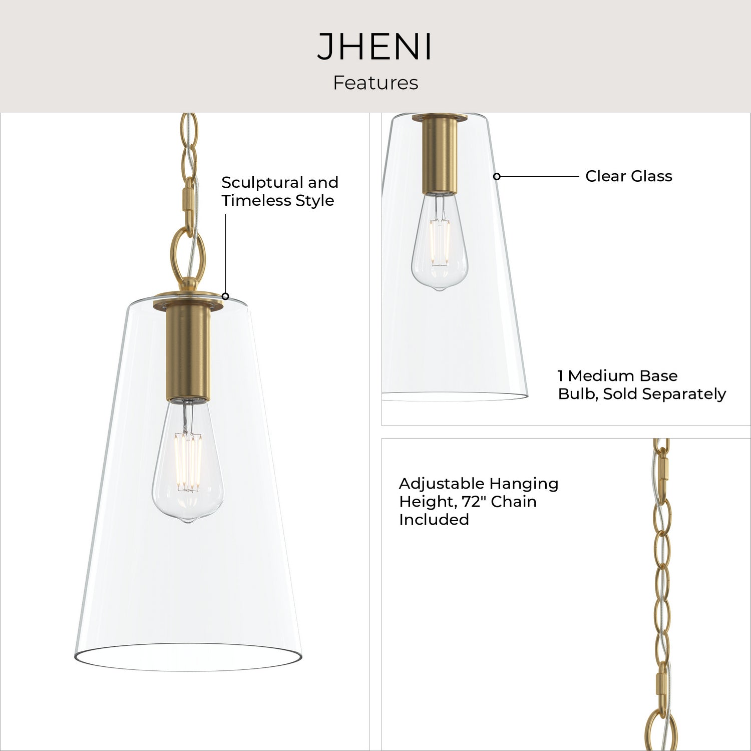 Progress Lighting - P500511-191 - One Light Pendant - Jheni - Brushed Gold