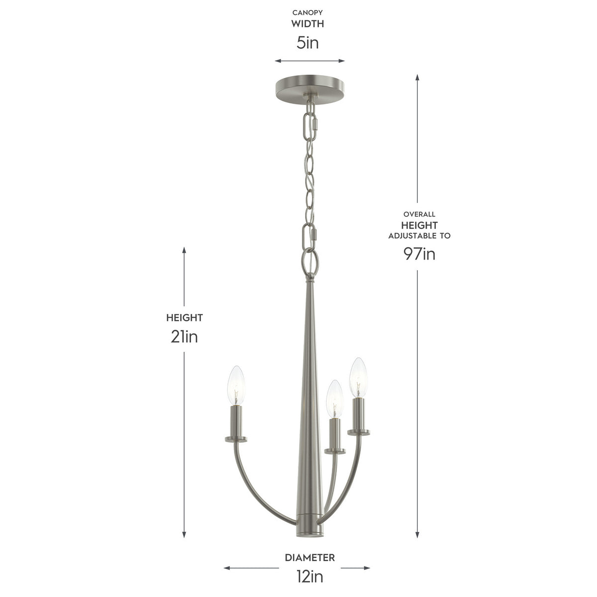 Progress Lighting - P400457-009 - Three Light Chandelier - Jheni - Brushed Nickel