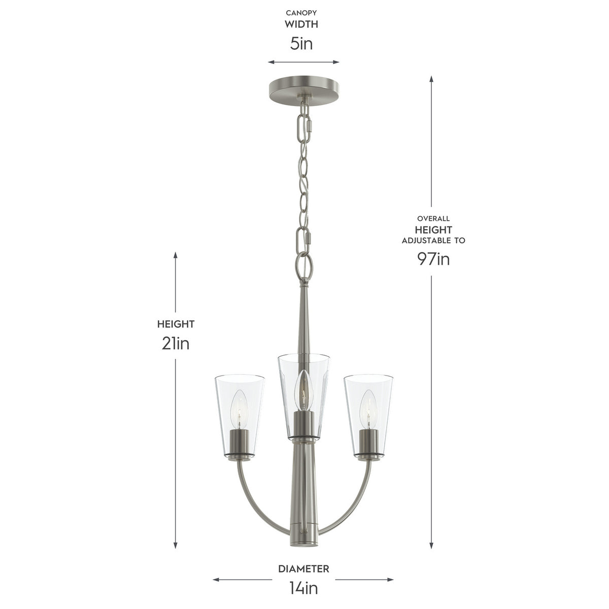 Progress Lighting - P400452-009 - Three Light Chandelier - Jheni - Brushed Nickel