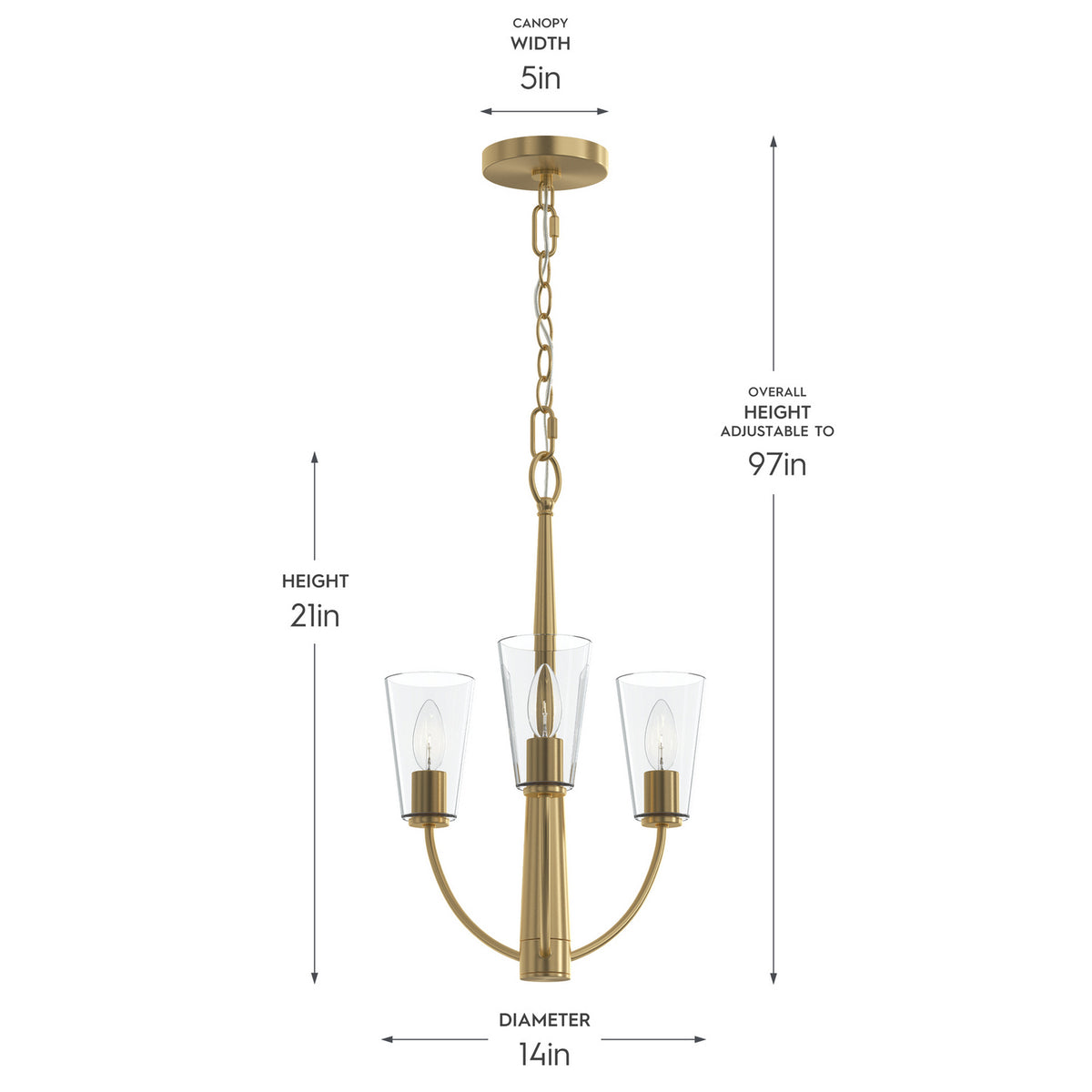 Progress Lighting - P400452-191 - Three Light Chandelier - Jheni - Brushed Gold