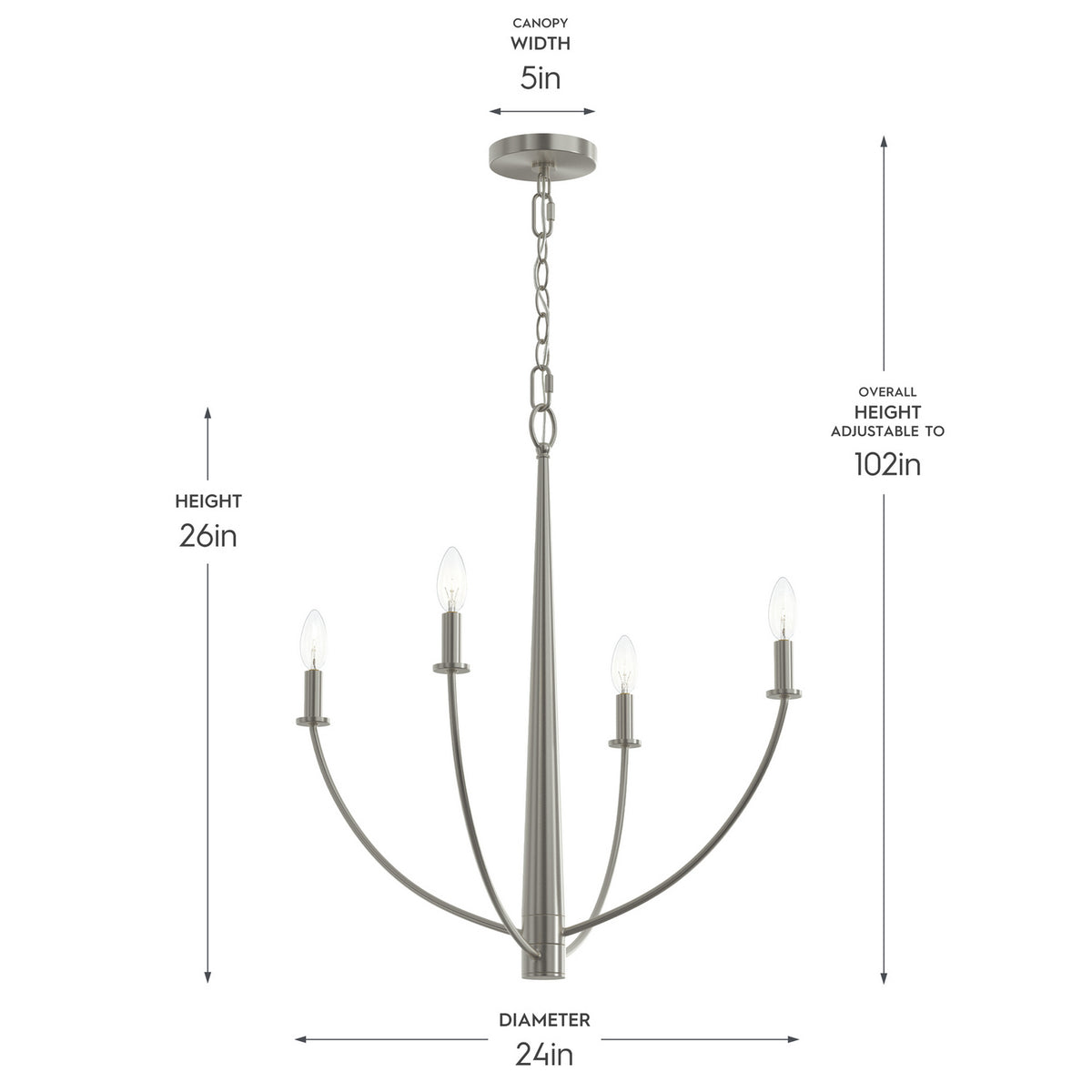 Progress Lighting - P400458-009 - Four Light Chandelier - Jheni - Brushed Nickel