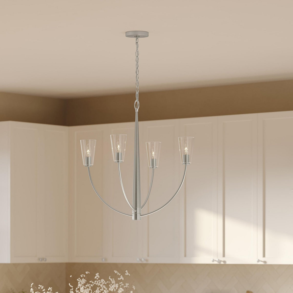 Progress Lighting - P400453-009 - Four Light Chandelier - Jheni - Brushed Nickel